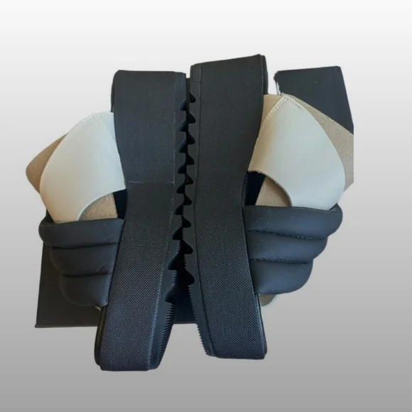 Rare Sorel Womens Cameron Platfom Puff Mule Black & White - Picture 4 of 9